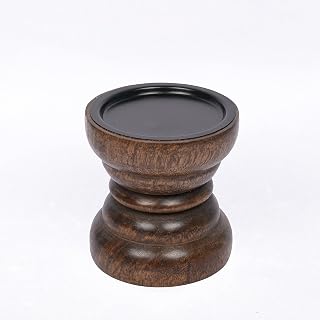SAMHITA Antique Black Wooden Candle Holder for Dining Table Centerpiece, Coffee Table, Parties Decorations (10.16cm x 10.16cm x 10.16cm)