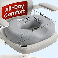 Vista 2 de 5 STARS UNITED Cojín para coxis para hemorroides, cojín grande para aliviar el dolor, coxis, próstata, ciática, suelo pélvico, úlceras por presión