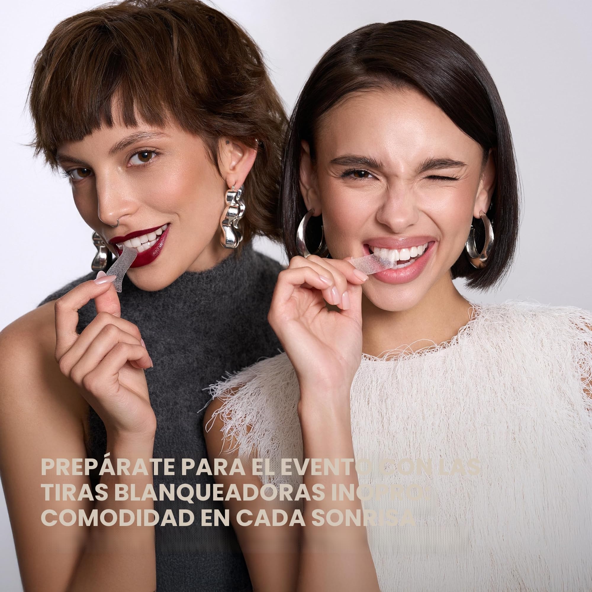 InoPro - Juego de tiras blanqueadoras para dientes naturales, 14 tratamientos: blanqueamiento para dientes sensibles, sin peróxido, bandas blancas que no dañan el esmalte, eliminación de manchas