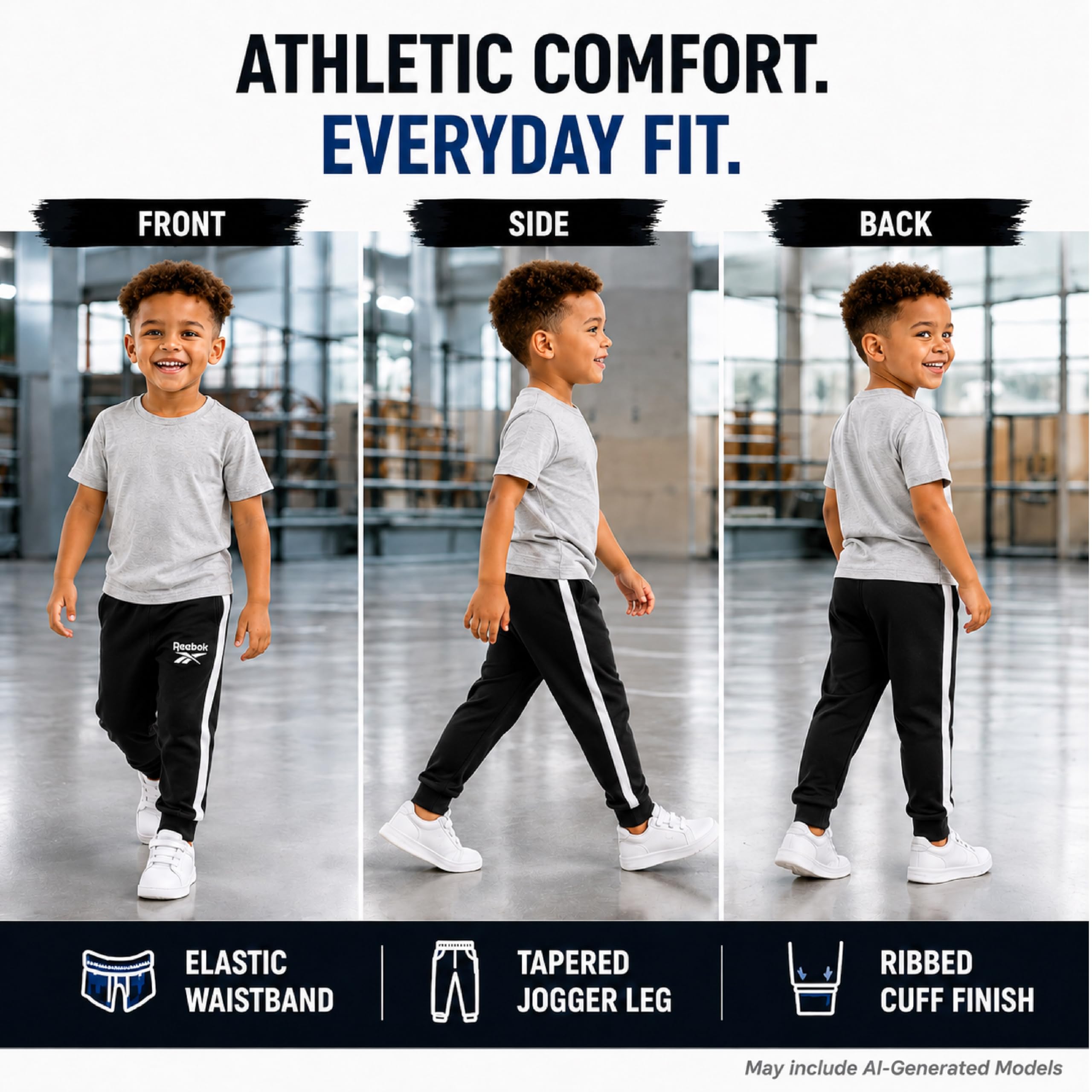 Reebok Set tuta da ragazzo – 2 pezzi Athletic Tricot foderato in pile giacca con zip e pantaloni della tuta per bambini e ragazzi