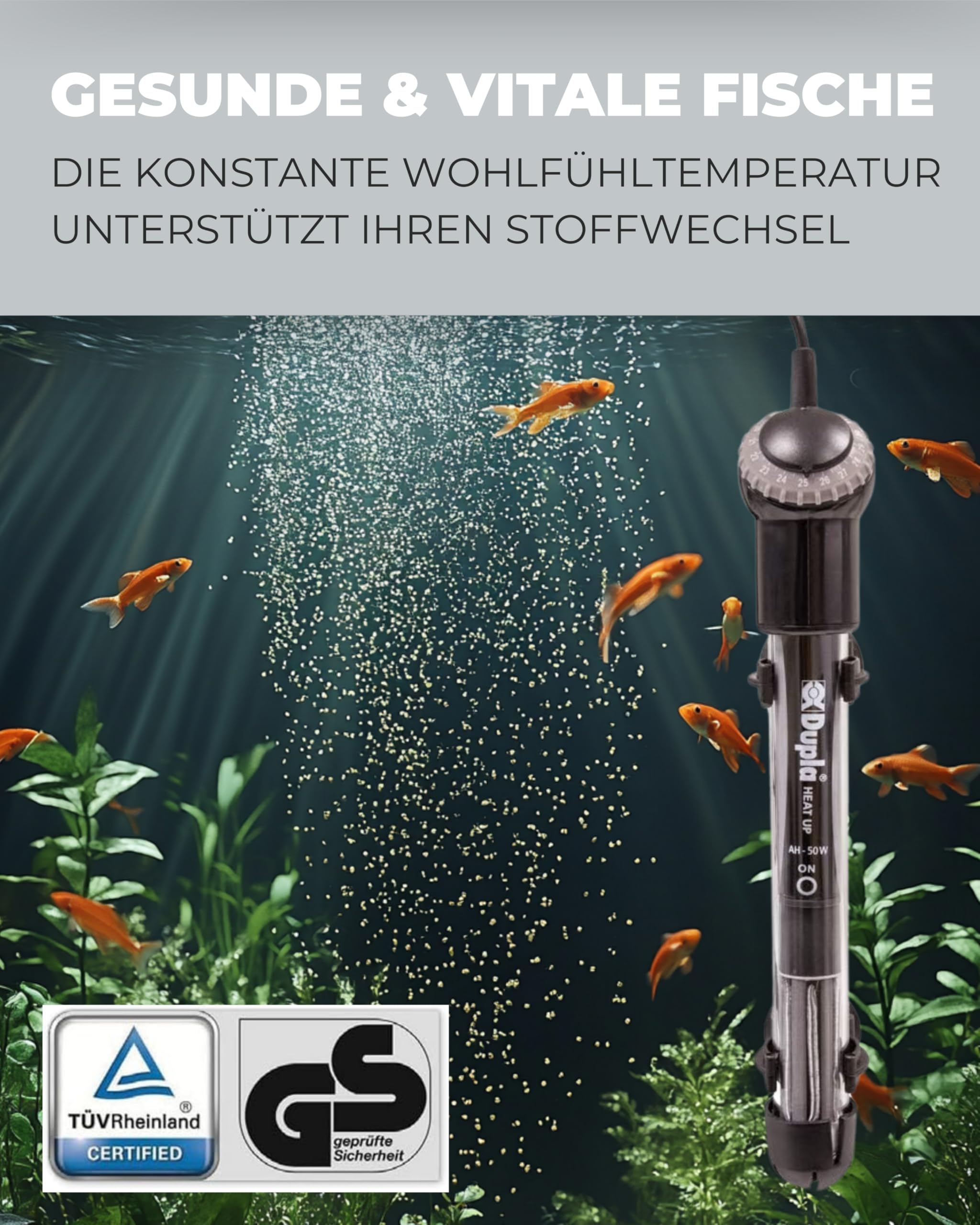 Dupla Heat Up 100 I 100 Watt Regelheizer für Aquarien I Aquarienheizer für Aquarien bis 150 L I energieeffizient und zuverlässig I Aquarium Heizstab I geeignet für Süßwasser- und Meerwasseraquarien