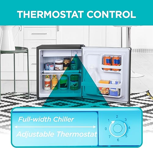 Miniatura 3 de BLACK+DECKER Refrigerador compacto de 1.7 pies cúbicos, certificado ENERGY STAR, mini refrigerador de una sola puerta con compartimento enfriador