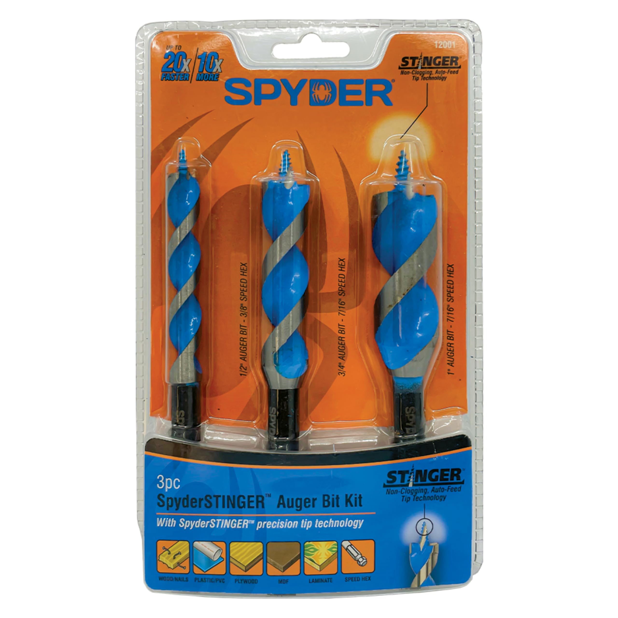 Spyder Stinger 3-częściowy zestaw wierteł świder do drewna (1/2, 3/4, 1 cm)