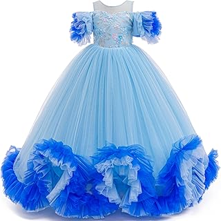 Flower Girls Formal Dress Pageant Birthday Party Princess Ruffle Sleeve Puffy Wedding Dresses Dance