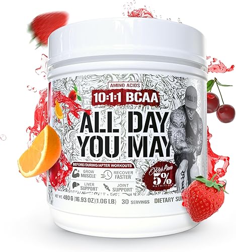 Miniatura 5 de 5% Nutrition Rich Piana AllDayYouMay BCAA Powder - Aminoácidos prémium para intra y después del entrenamiento, hidratación, resistencia,