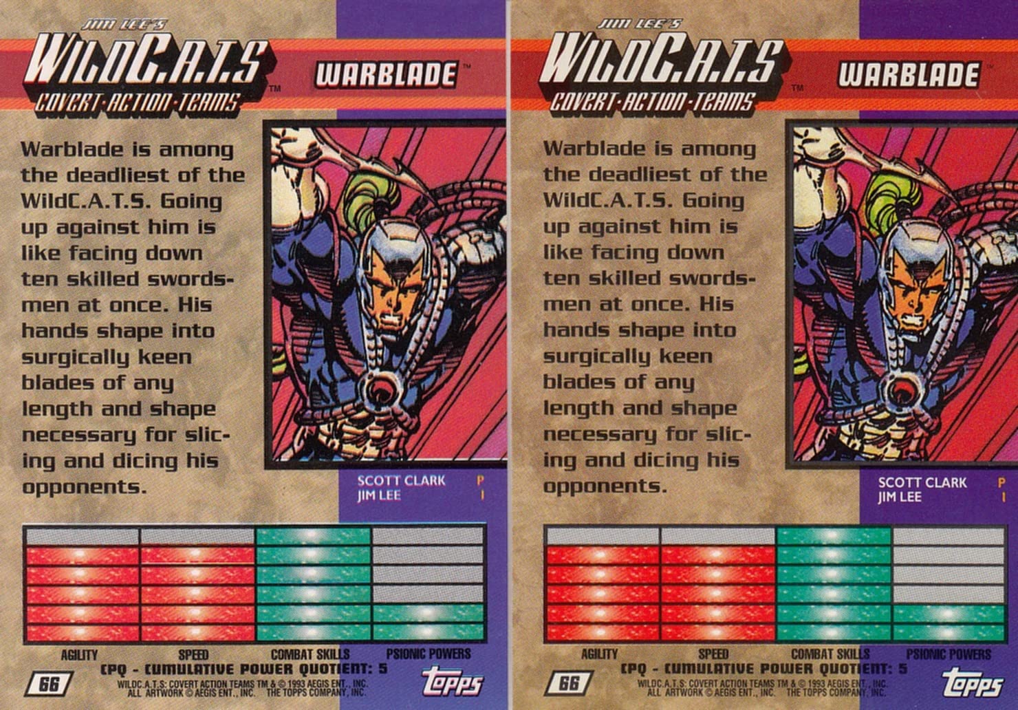 WILDCATS JIM LEE COVERT ACTION TEAMS 1993 TOPPS BASE CARD SET OF