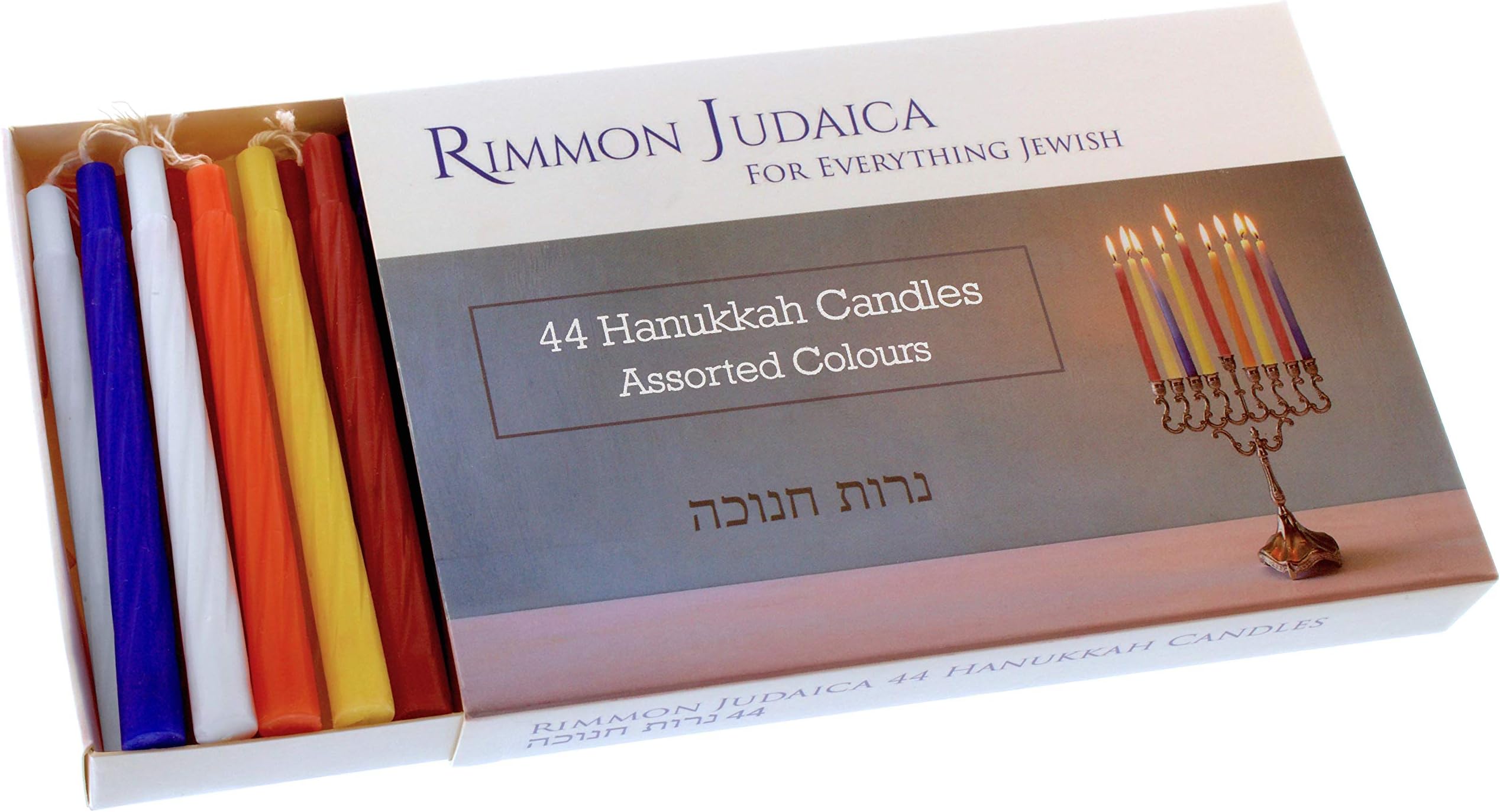 Rimmon Judaica 44 Colourful Hanukkah Candles - Enough For All 8 Nights - Standard Size Fits Most Menorahs