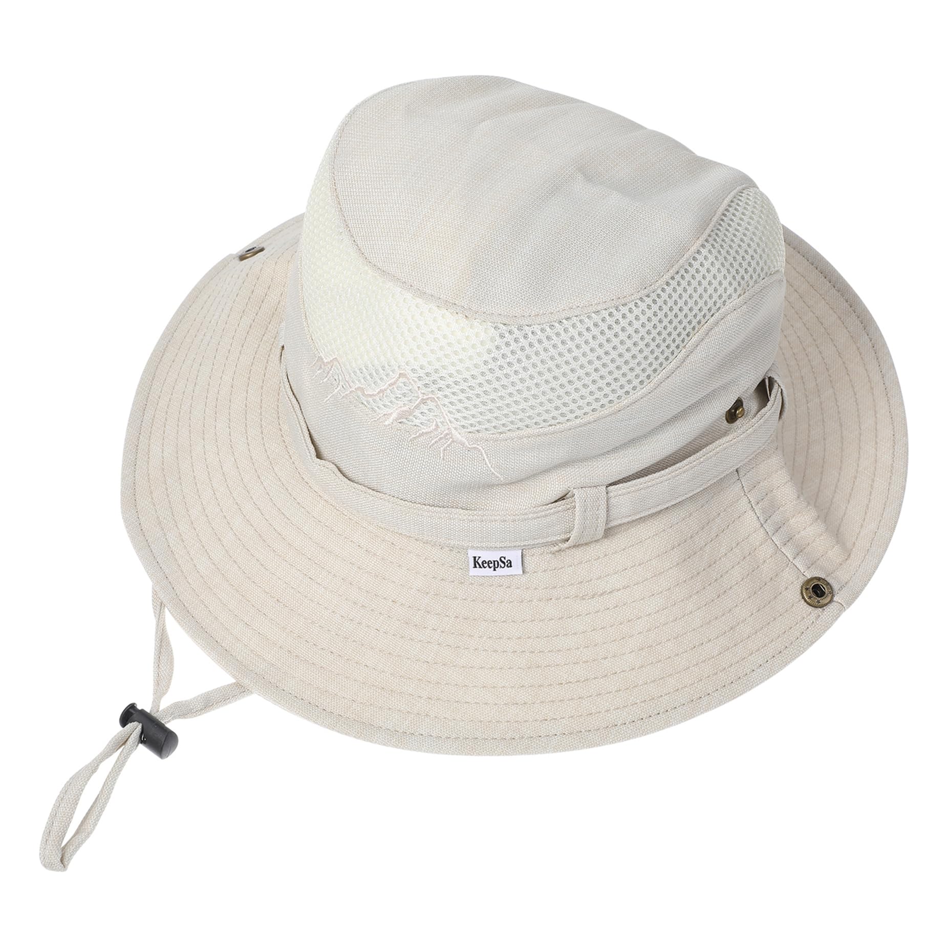 KeepSa Cotton Sun Hat UV Protection Summer Hats Beach Hat Safari Boonie Hat Foldable Fishing Hat with Breathable Mesh and Adjustable Chin Strap