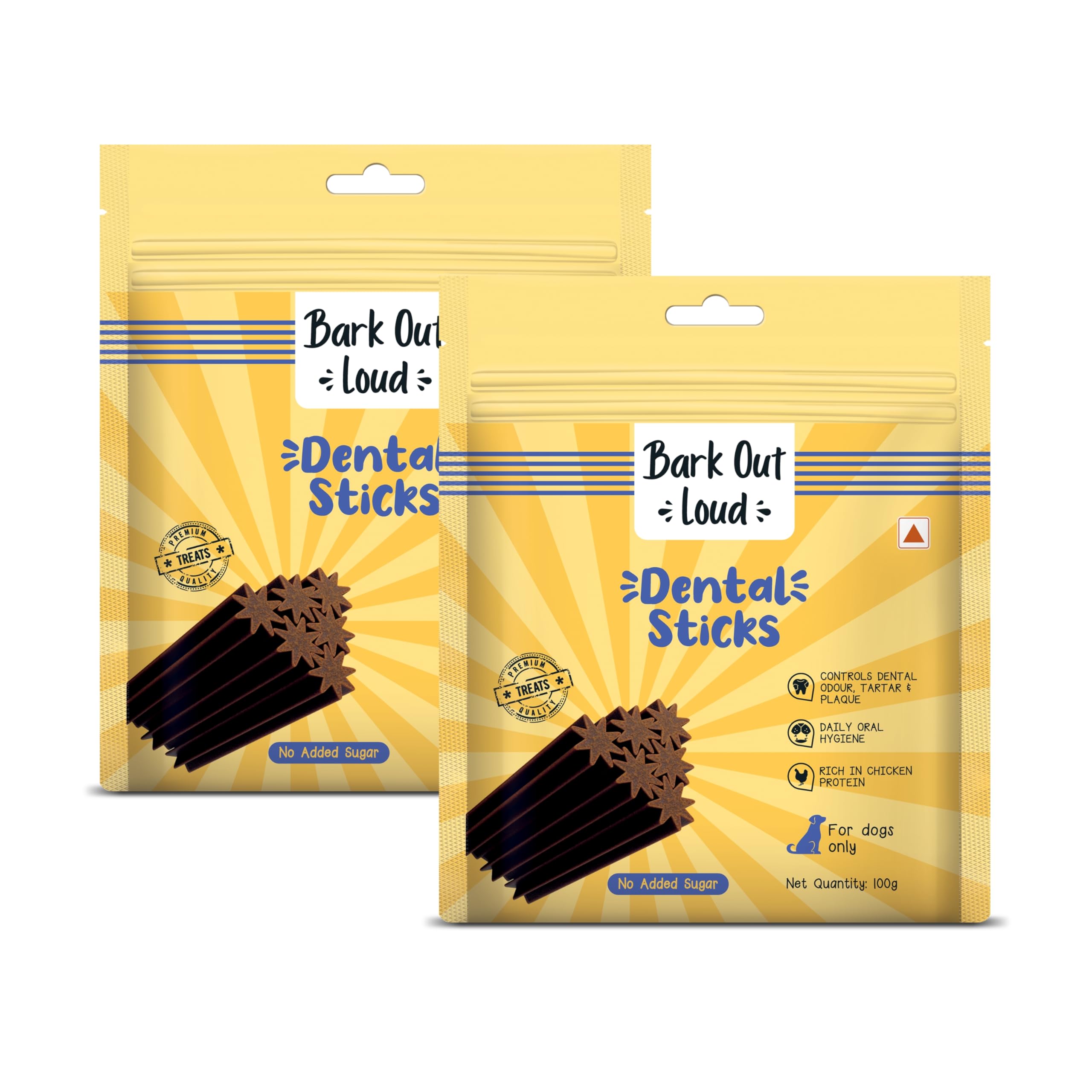 Sponsored Ad - BARK OUT LOUD- Dental Sticks Dog Treats | Sugar/Gluten Free | Plaque Tartar & Odour Oral Care | Fresh Smell Chicken Dog Treats - 200 GMS (100 gm x 2)