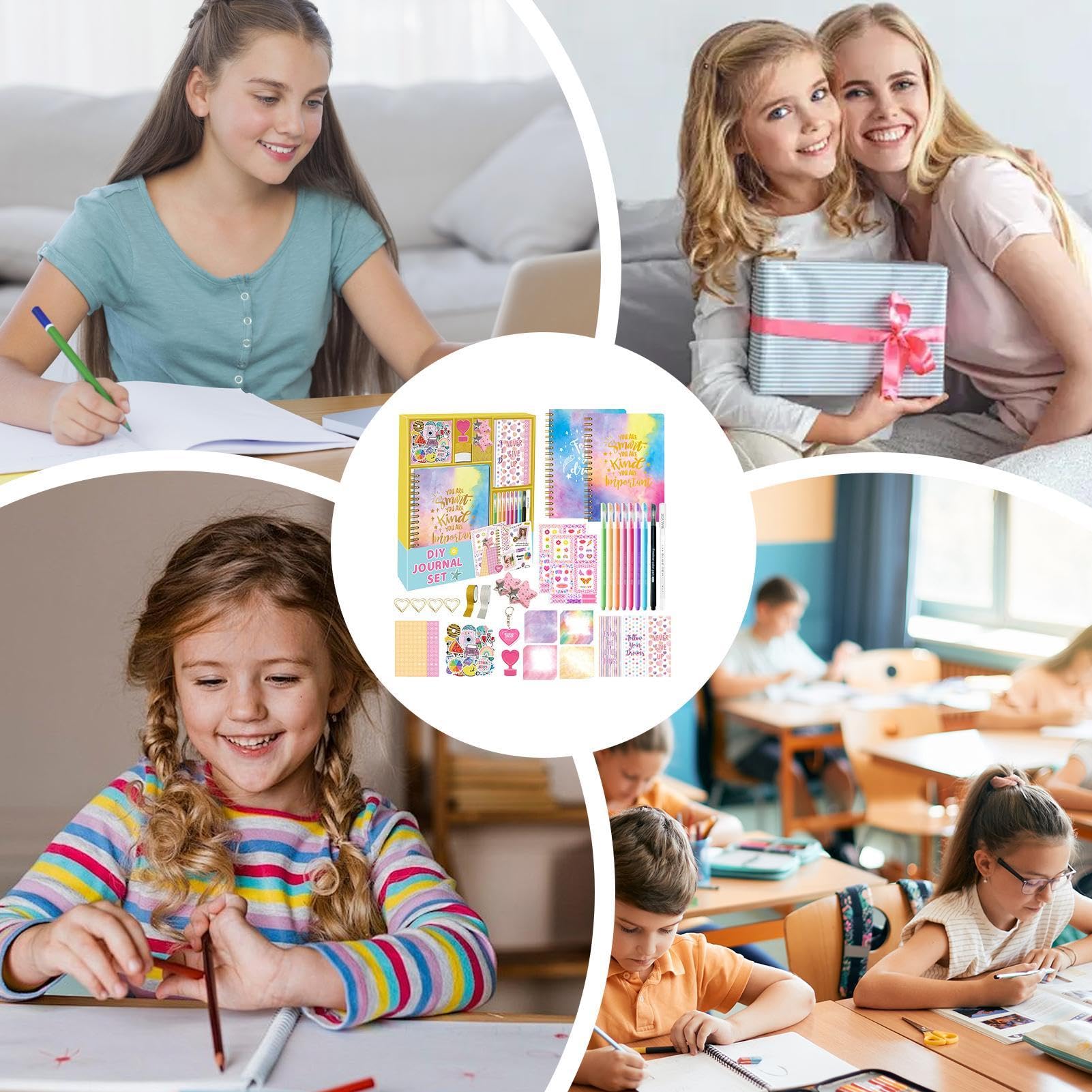 Przenośny zestaw do scrapbookingu, kreatywne materiały do scrapbookingu | zestaw dekoracyjny śmieszne dziewczyny pamiętnik, artykuły dekoracyjne dziennika artystycznego 12,01 x 10,51 x 1,57 dla