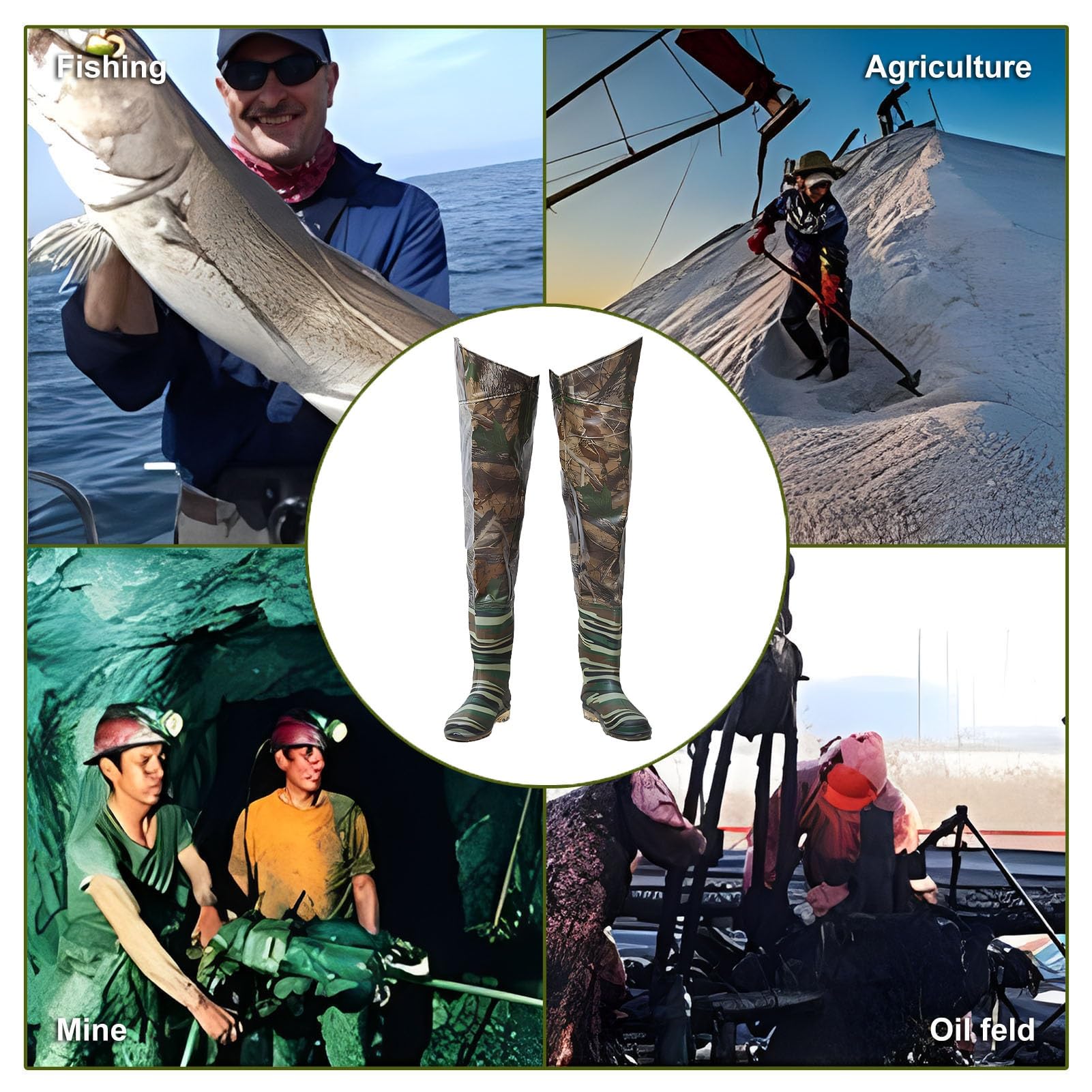 Waders hip Camo Fishing Wader 80cm, Stivali da Pesca Impermeabili Leggeri Fatti Per Durare, Per La Caccia in Paludi E Laghi