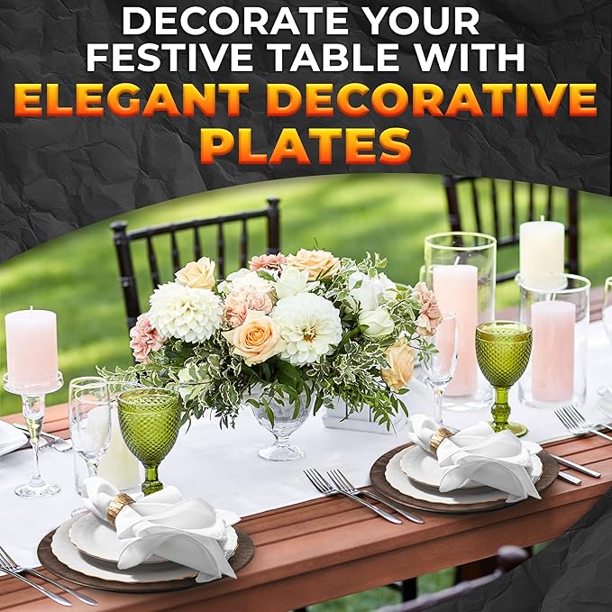 Platos de Plástico Cargadores para Cena - Set de 4 - 33 cm - Marrón miniatura 7