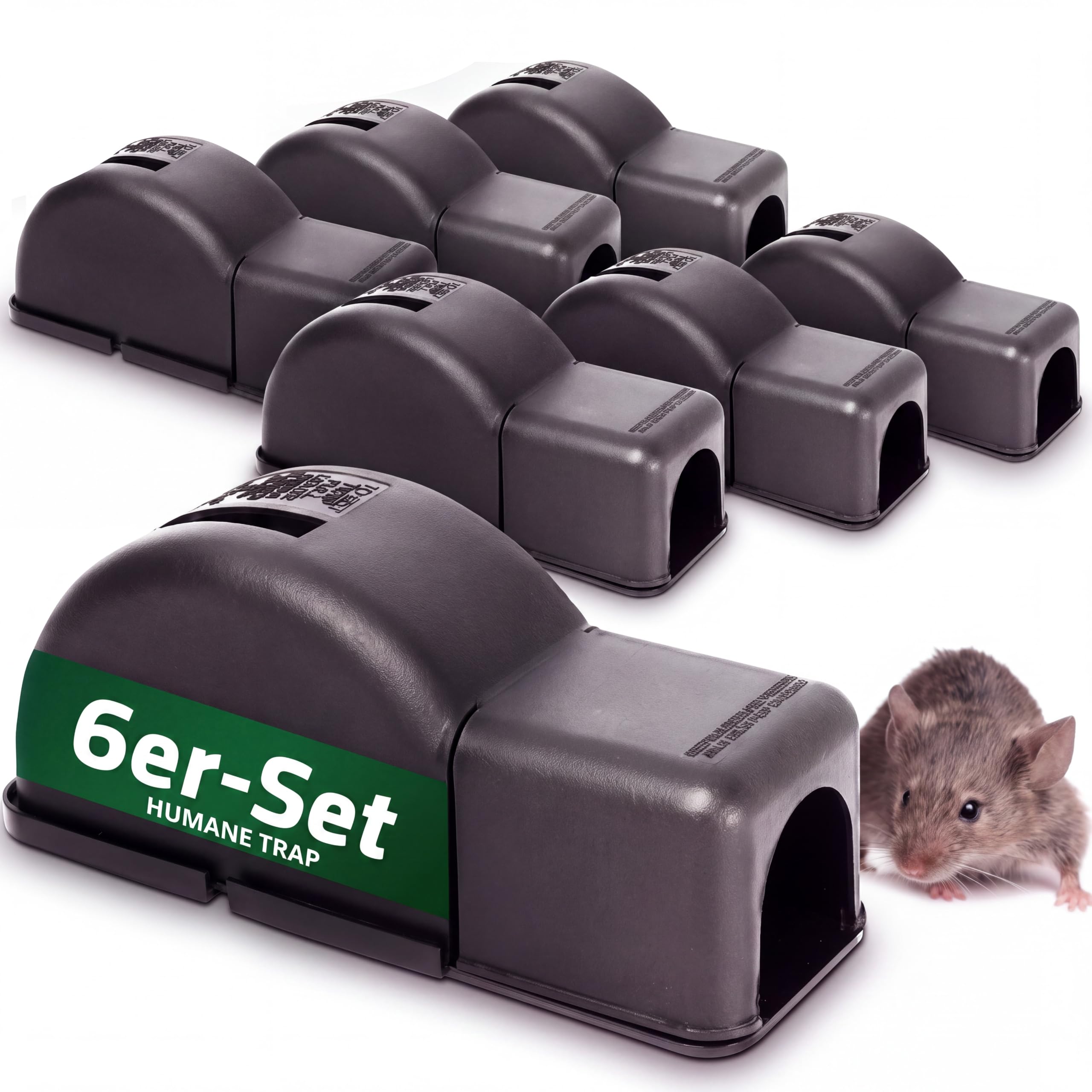 Enhon Trappole a Scatto per Topi Confezione da 6, in Custodia Protettiva – Trappole riutilizzabili con Scomparto per Esca – igieniche a Scatto – sicure per Animali Domestici