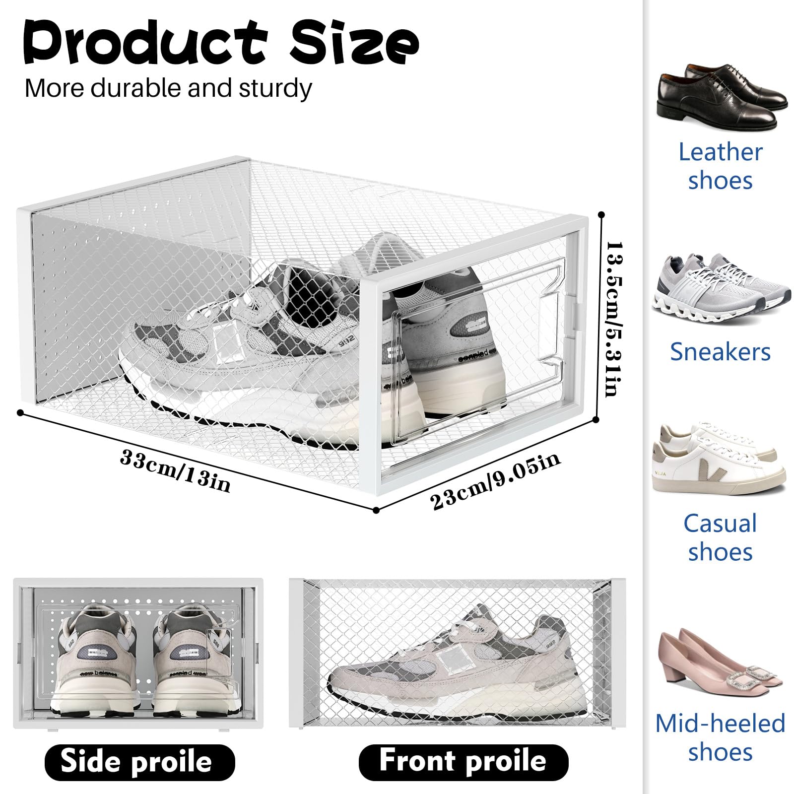 Scatola per scarpe, 12 pezzi, in plastica trasparente, impilabile, scarpiera con ante per donne/uomini, per scarpe, misura UK 9,5 (32,5 x 23 x 13,5 cm, trasparente)