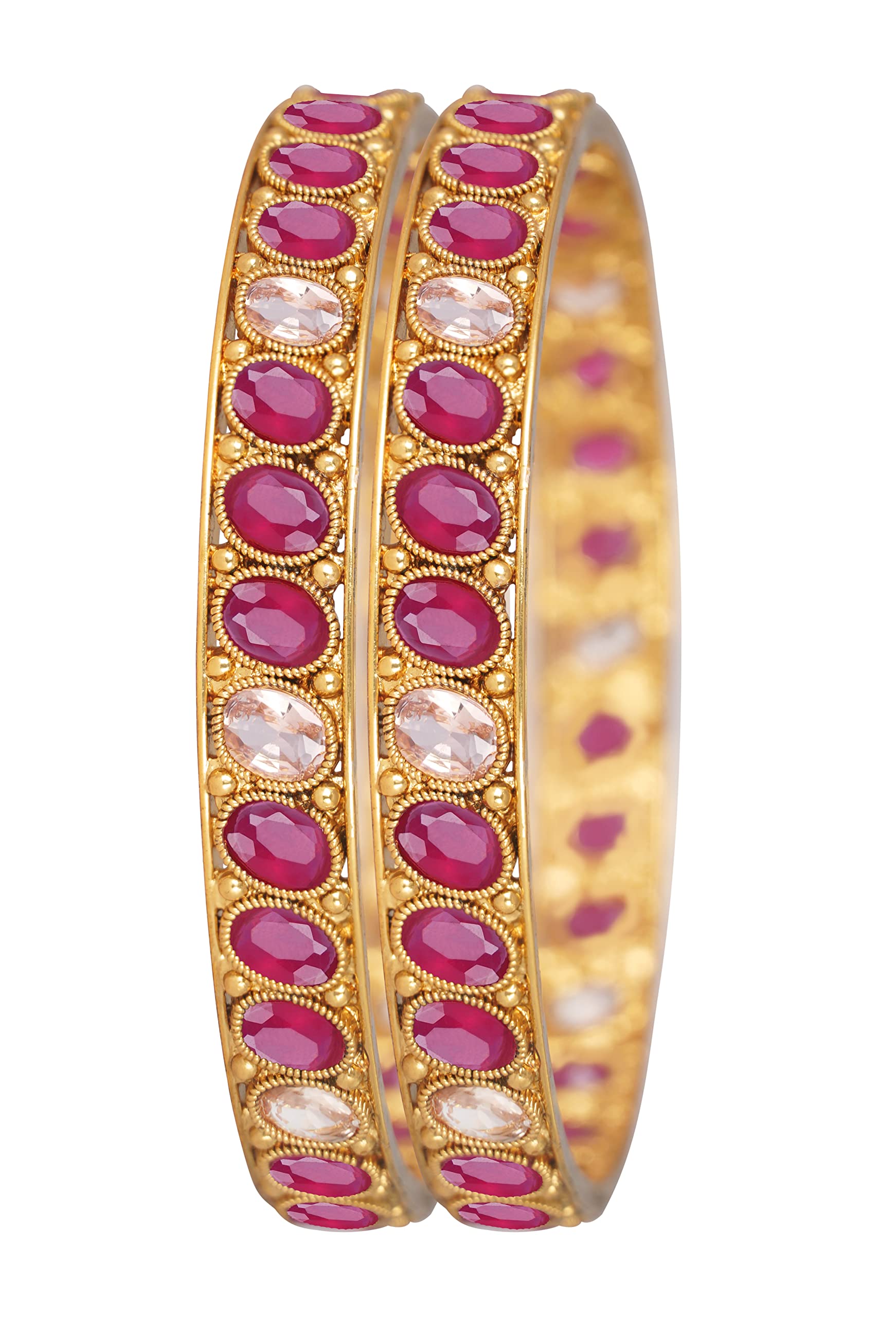 JFL - Jewellery for Less Gold Plated Ethnic LCD and Ruby Red Color Stone Studded Bangle Set for Women & Girls(Ruby Red-28),Valentine (B0BGZM23XS) Amazon Price History, Amazon Price Tracker