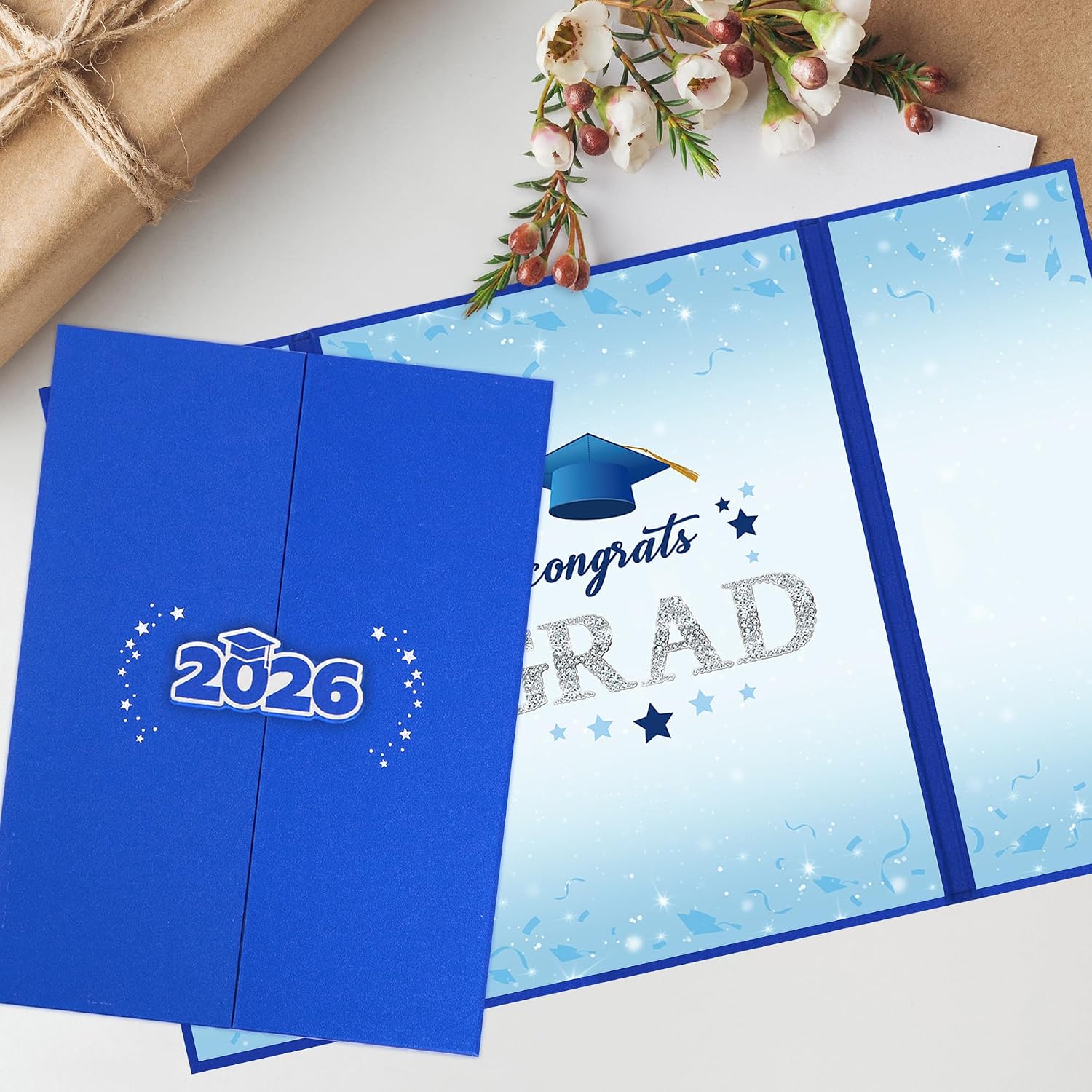 Vlipoeasn 2PCS Graduation Guest Book Alternative, Blue Silver Class of 2026 Graduation Party Decorations, Graduation Signature Book for 2026 College High School, Unique Graduation Gifts for Friends