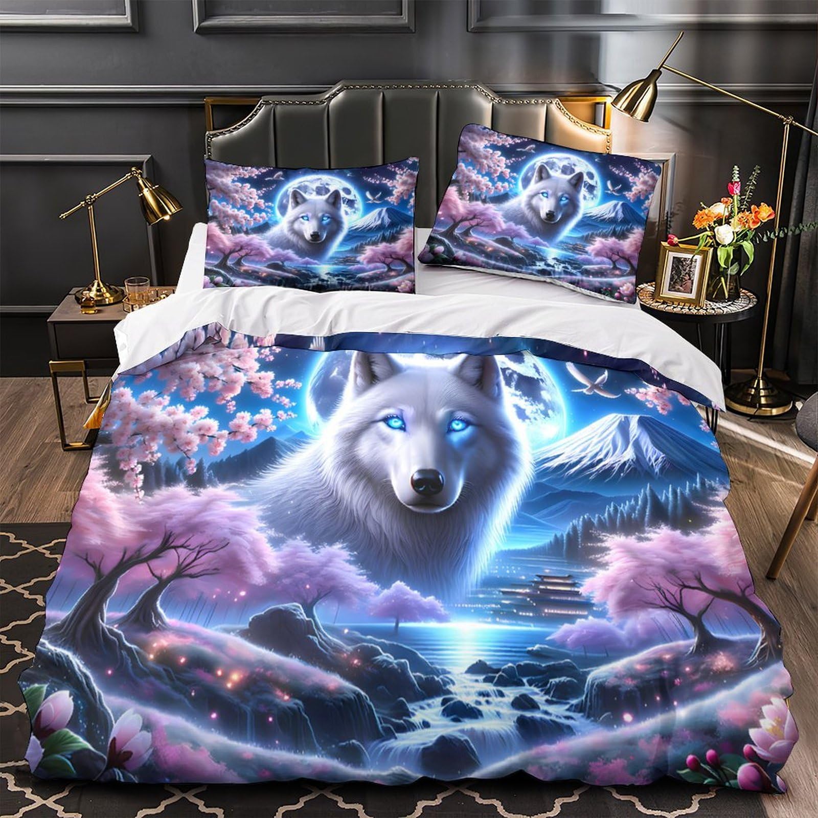 Housse de couette loup pour lit simple enfant et adulte