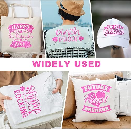 Miniatura 8 de GIRAFVINYL Vinilo termotransferible con purpurina rosa intenso, vinilo HTV con purpurina rosa intenso, de 10 pulgadas x 5 pies, vinilo para planchar