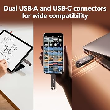 Lexar 128GB Solid State Dual Drive D500 USB 3.2 Gen 1, for USB Type-C/USB Type-A Devices, Up to 400MB/s Read, Compatible with iPhone 15/16/17 Series, Android, Tablet, PC and Mac (LJDD500128G-BNQNU)