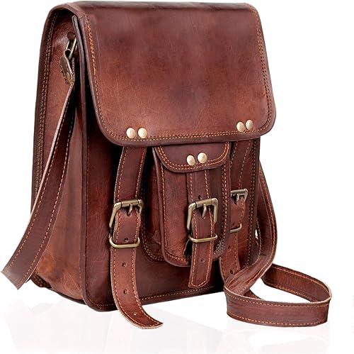 Vintage Tablet Cuero Genuino Vintage ipadtabKindle Satchel Crossbody Bandolera 11 Pulgadas, Marrón