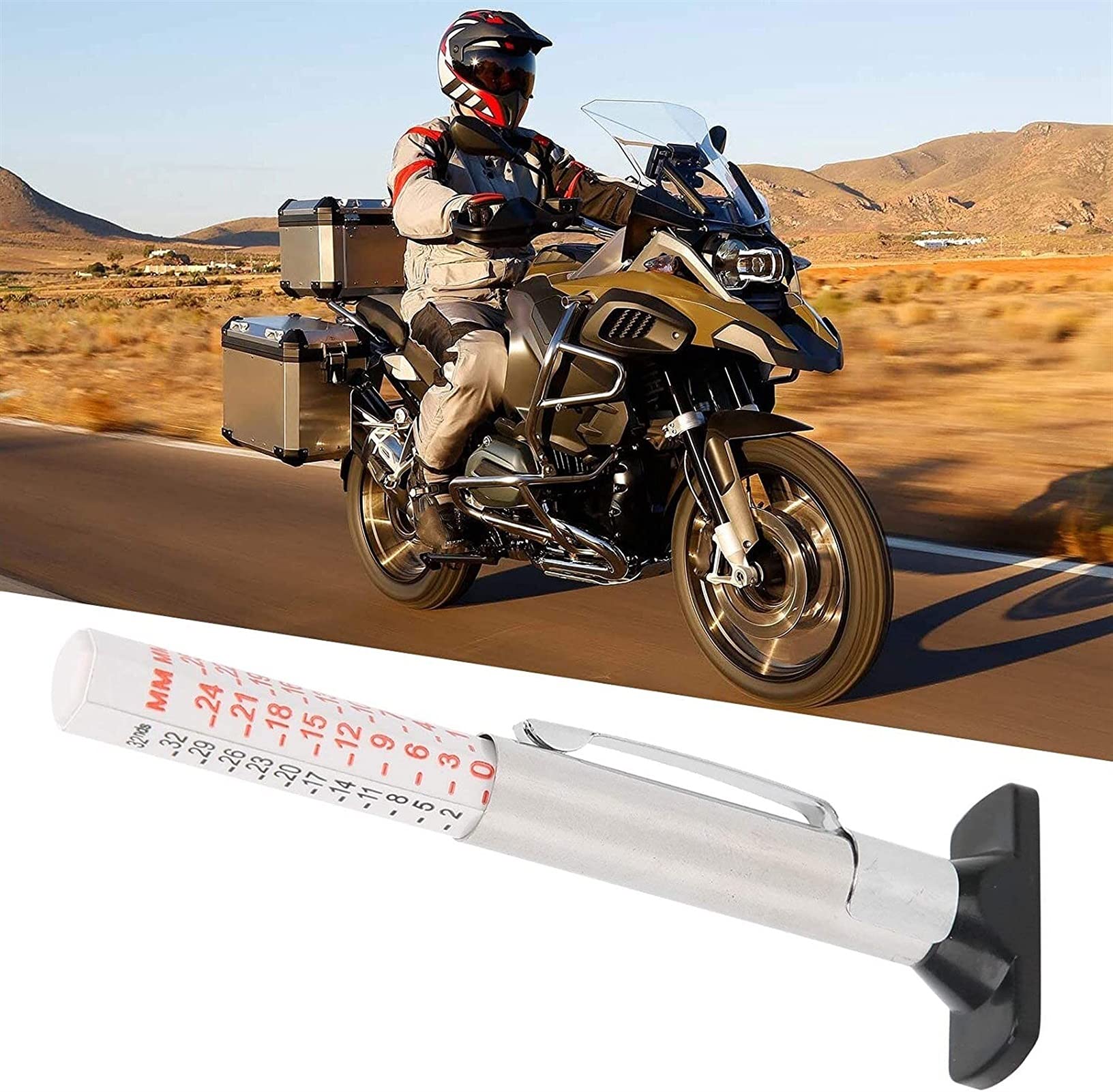 Reifentiefenmesser, 0–25 mm, Autoreifen-Profiltiefenmesser, Tester, Autoreifen-Messwerkzeug, universell (Color : Monochrome)