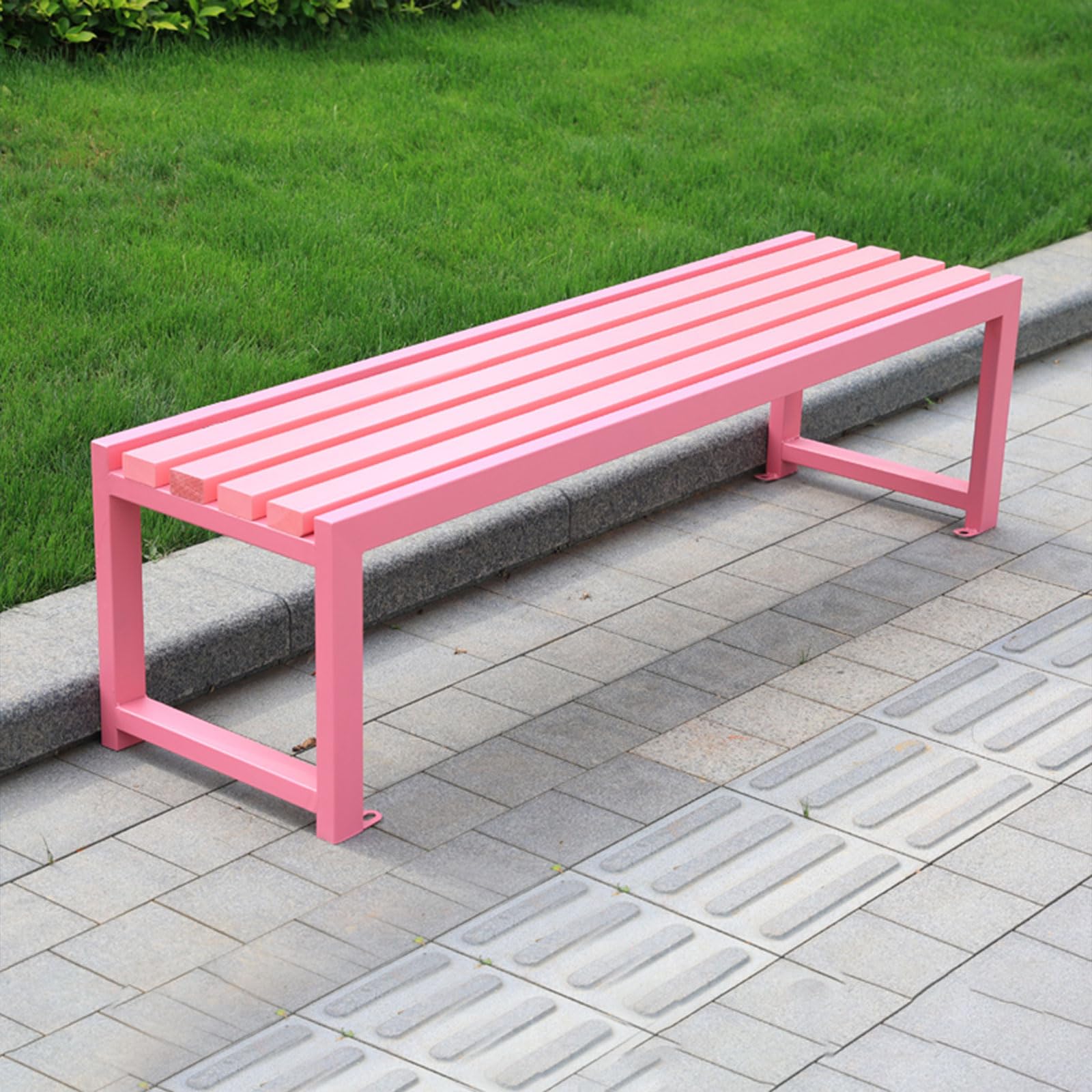 Banc d'extérieur en fonte 100 cm banc public bois sans dossier pour parc