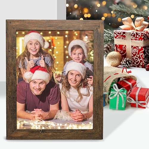 Miniatura 9 de Golden State Art, Portarretratos de 11 x 14 pulgadas, estilo de grano de madera campestre, moldeado amplio, ganchos traseros para exhibición de