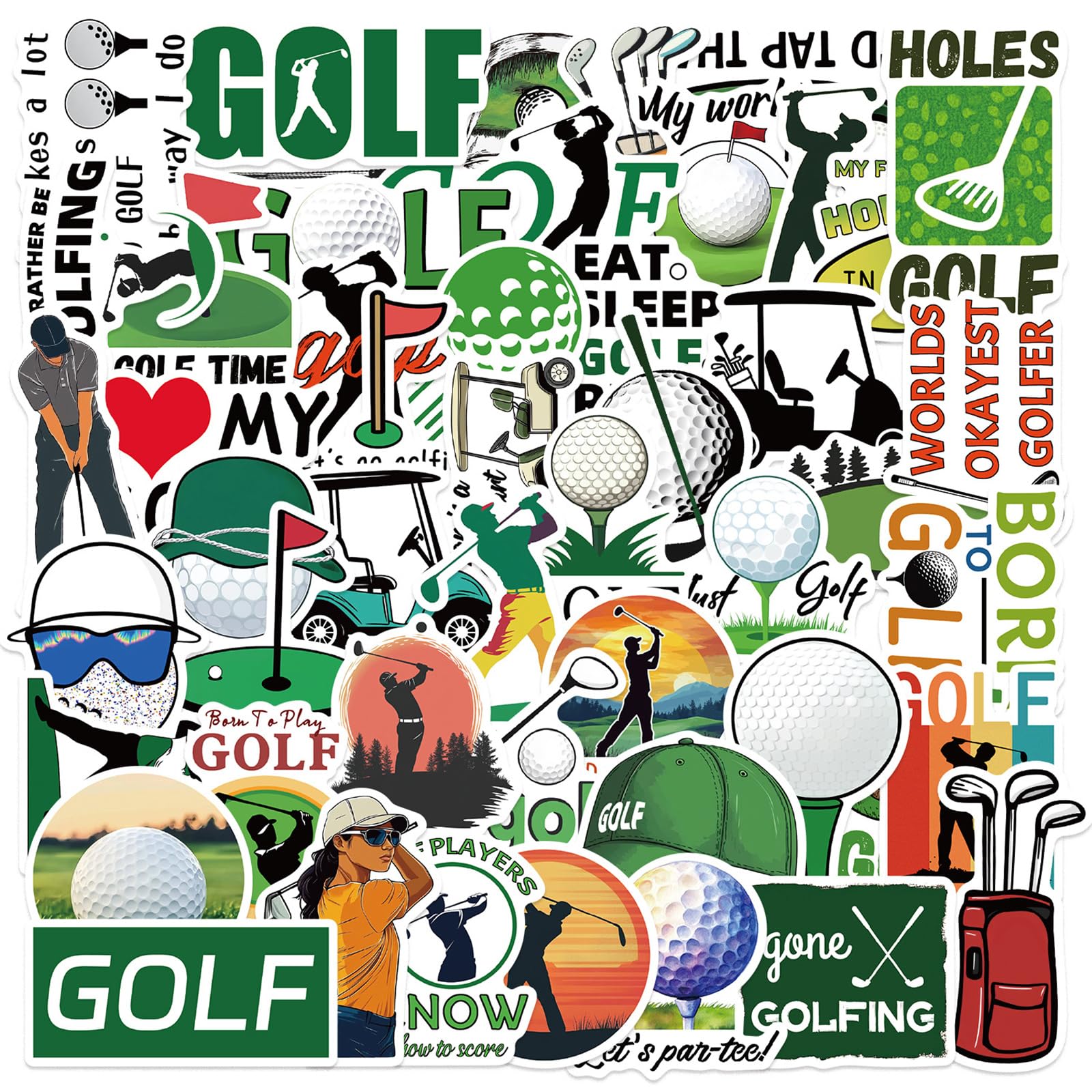 50Pcs Golf Sports Stickers Waterproof Decal for Outdoor Use Personalizing DIYer Projects Home Laptop Decors Golf Lover Decorative Stickers