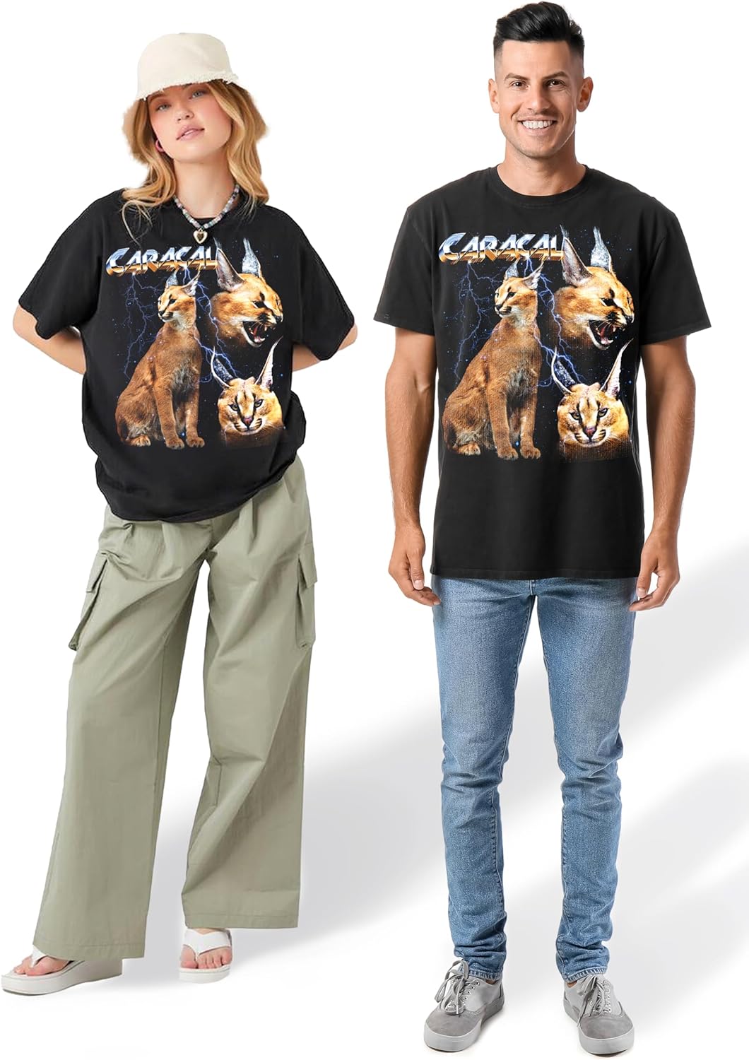 Exotic Cats Tshirt for Men & Women - Epic 80s 90s Glam Heavy Metal Rock Synthwave Retro Tees for Cat Owners
