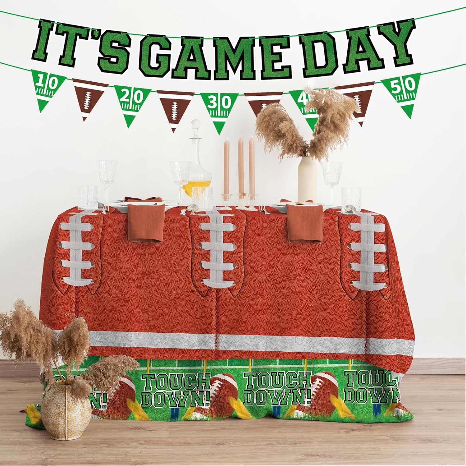Gatherfun Football Party Supplies Kit for 24 Guests - Includes Large 12.5in Plates, Dessert Plates, Napkins, Cups, Banner and Touchdown Tablecloth - for Football Tailgate Party Decorations - Image 7