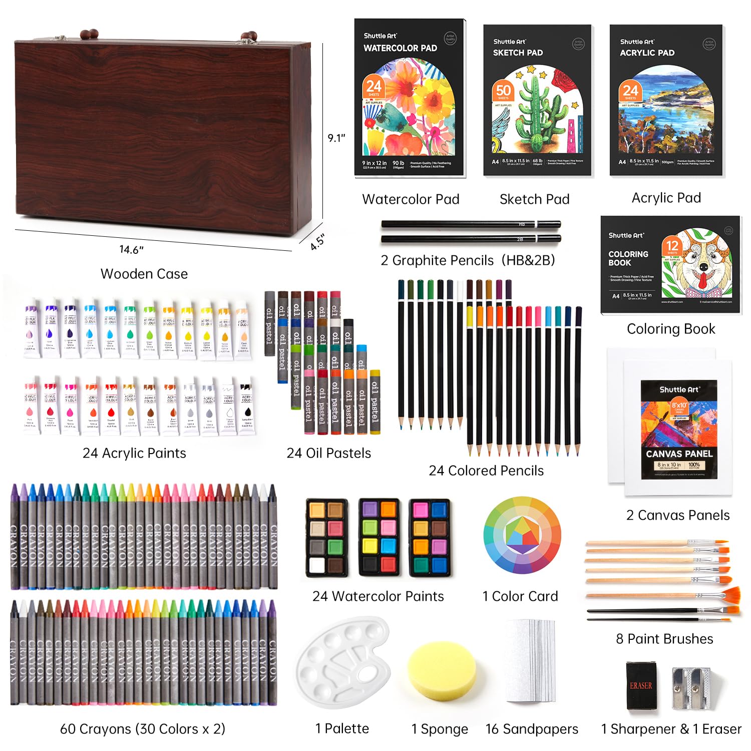 Amazon | Shuttle Art お絵描きセット 202点 アート 画材 色鉛筆