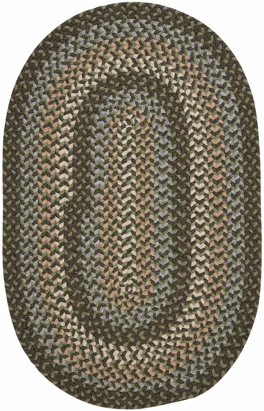 Braided Moss Green Wool Rug (2ft. X 6ft. Runner) Boston