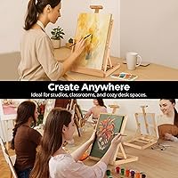 Vista 6 de VISWIN Caballete de mesa resistente para pintar, caballete de mesa ajustable de madera de haya, sostiene lienzo de hasta 23 pulgadas, caballete