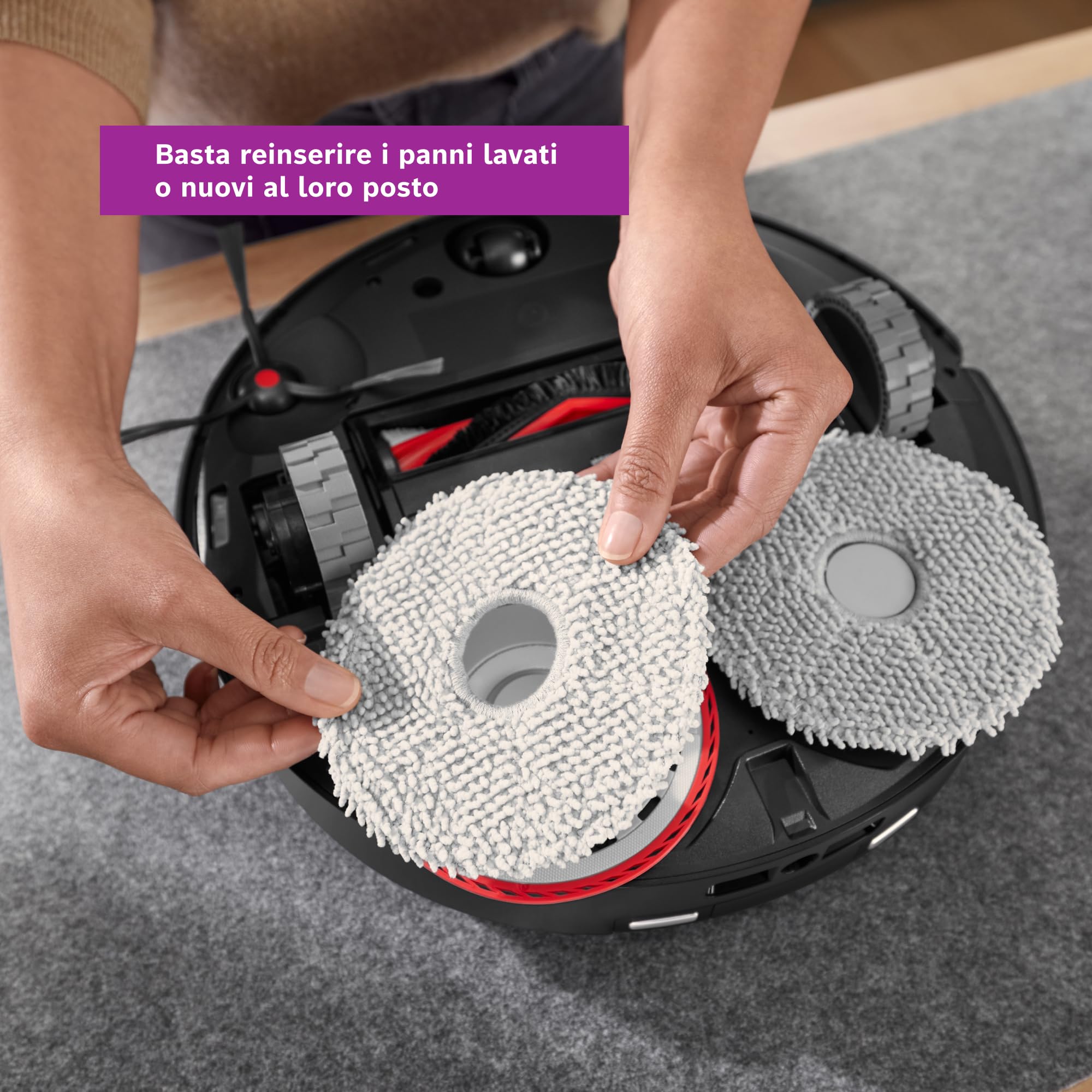 Bosch Panni Rotanti BHZRMP3, Compatibile con i Robot Aspirapolvere e Lavapavimenti Spotless Max e Spotless Max Cam, Potente Pulizia su Tutti i Tipi di Pavimenti Duri
