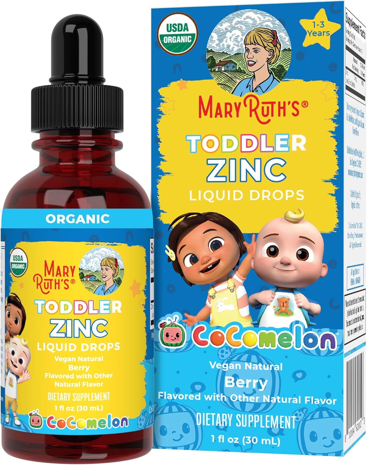 MaryRuth Organics Cocomelon Toddler Liquid Zinc | Sugar Free | USDA Organic | Kids Zinc Sulfate for Ages 1-3 | Immune Support Supplement for Children | Vegan | Non-GMO | Gluten Free | 1 Fl Oz MaryRuth Organics Cocomelon Toddler Liquid Zinc | Sugar Free | USDA Organic | Kids Zinc Sulfate for Ages 1-3 | Immune Support Supplement for Children | Vegan | Non-GMO | Gluten Free | 1 Fl Oz