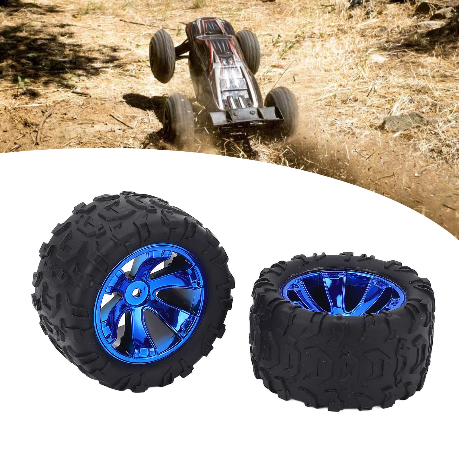 2PCS RC Koło Opony, Gumowe Opony Oponowe Plastikowe Piasty kół Odporne na Zamiennik Opony dla 1:12 RC Car 144018 3000