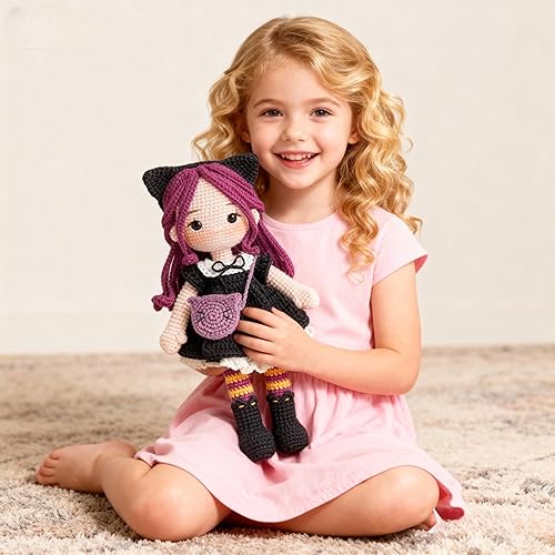Miniatura 6 de Pretty Gril Kit de ganchillo Muñeca de costura DIY Tejer amigurumi Kits de artesanía de ganchillo Hecho a mano con hilo Accesorios Patrón