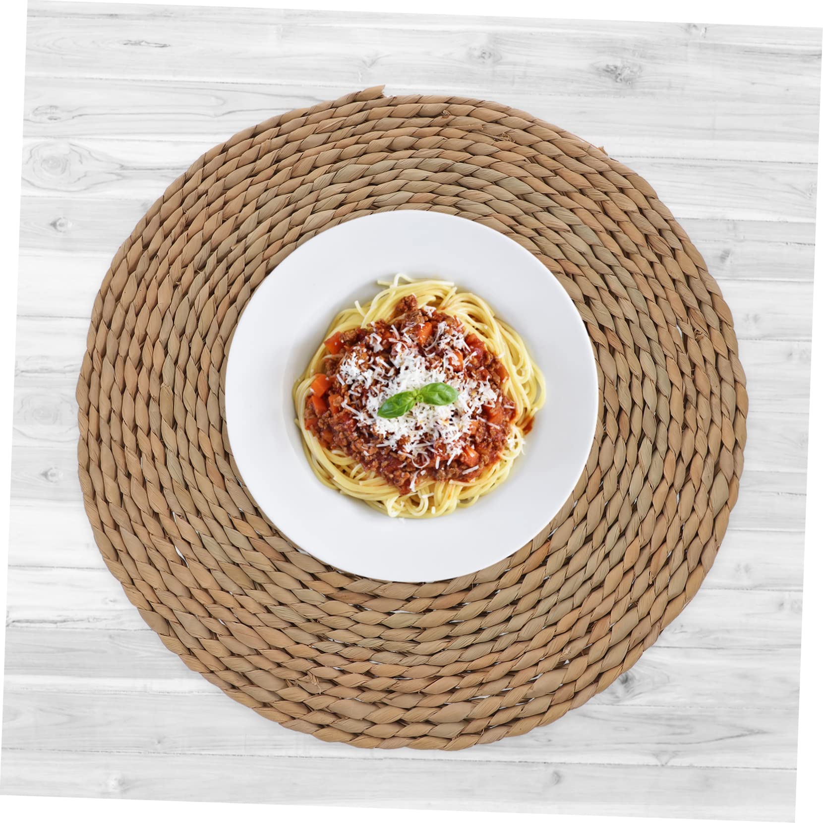 Operitacx Set de Table Rustique Tissé en Paille Marron Rond, Isolant Thermique et Résistant la Chaleur, Protège la Table Cuisine et Maison