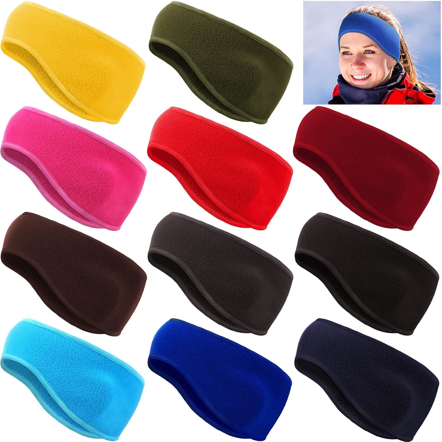 Janinka 11 Pieces Ear Warmers Headband Winter Running Ear Muffs Headband for Cold Weather Women Men