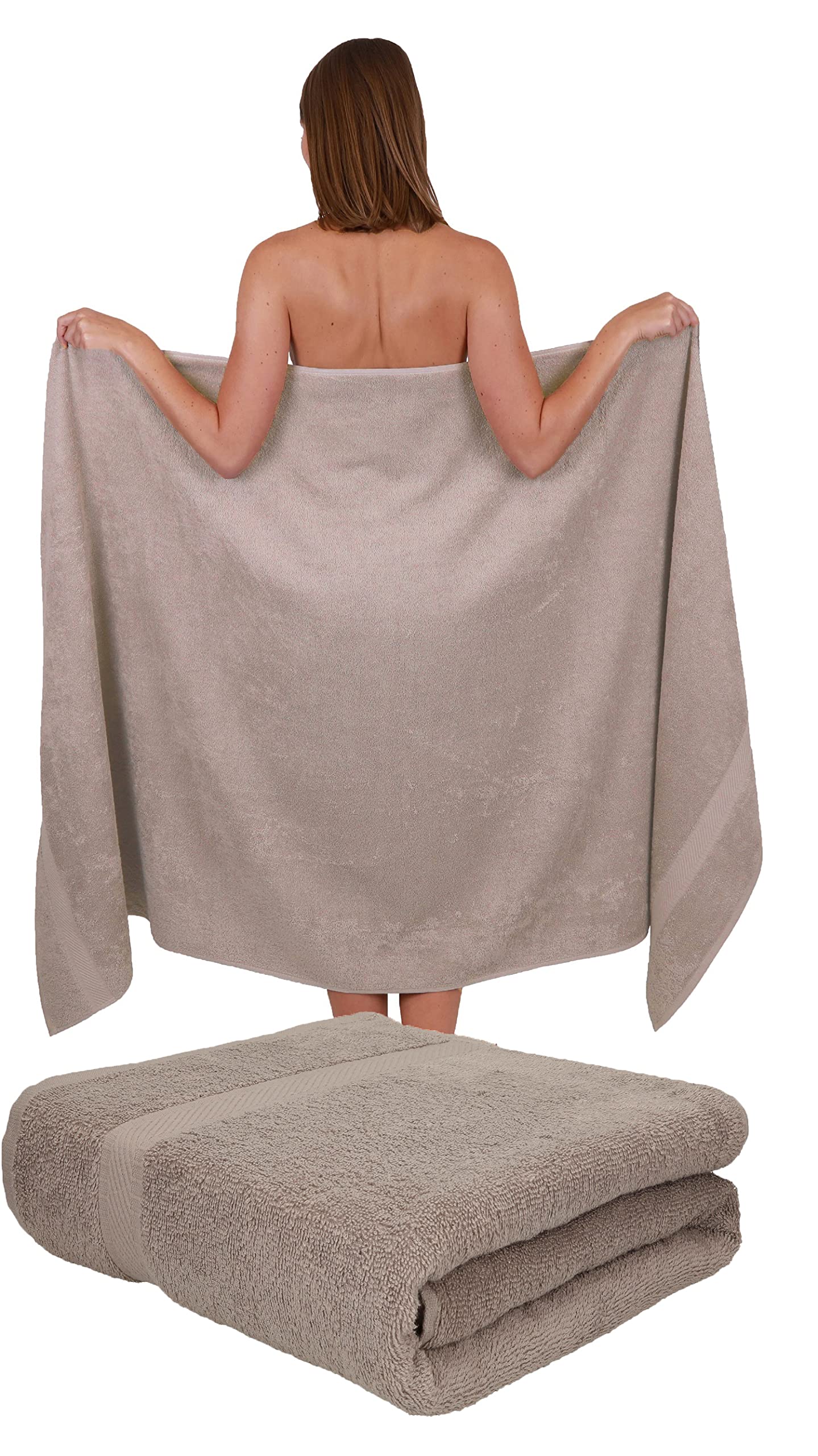 Betz Lot de 2 Serviettes de Bain XXL Palermo 100% Coton 100x200 cm Couleur Gris Pierre