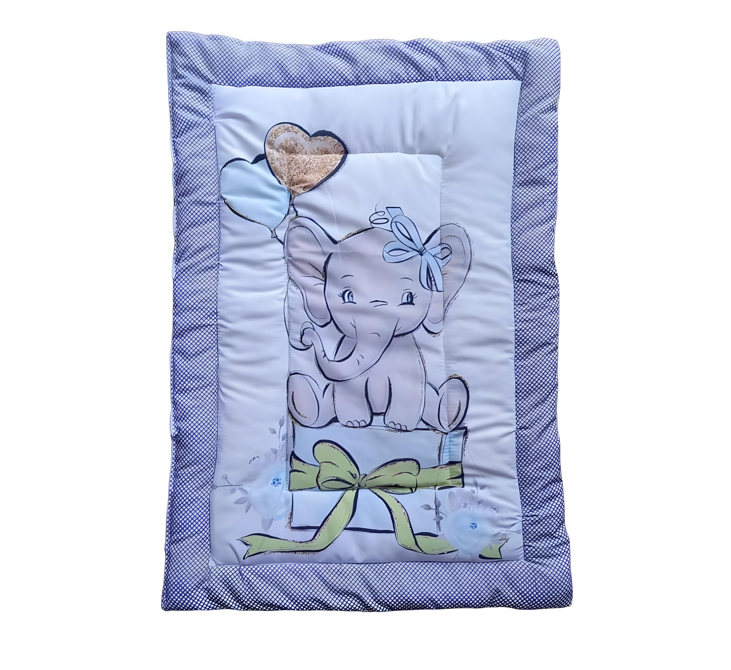 ONDOLL Newborn Baby Pom Pom Cotton Baby Bed | Godari | Cradle Bed | Crib Sheet | Changing Mat Baby Godadi |Bedding Set | Mattress_Pack of 1 Piece_(V_i_668656_Blue)-image-1