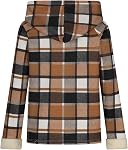 Womens Plaid Shacket Jacket Sherpa Lined Flannel Jackets Oversized Winter Warm Zip Up Fleece Hoodies Coat Outwear