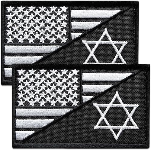 Miniatura 1 de Bluyellow Parche de 2 piezas con la bandera estadounidense de Israel, parches bordados con la bandera de Israel de Estados Unidos, parches tácticos