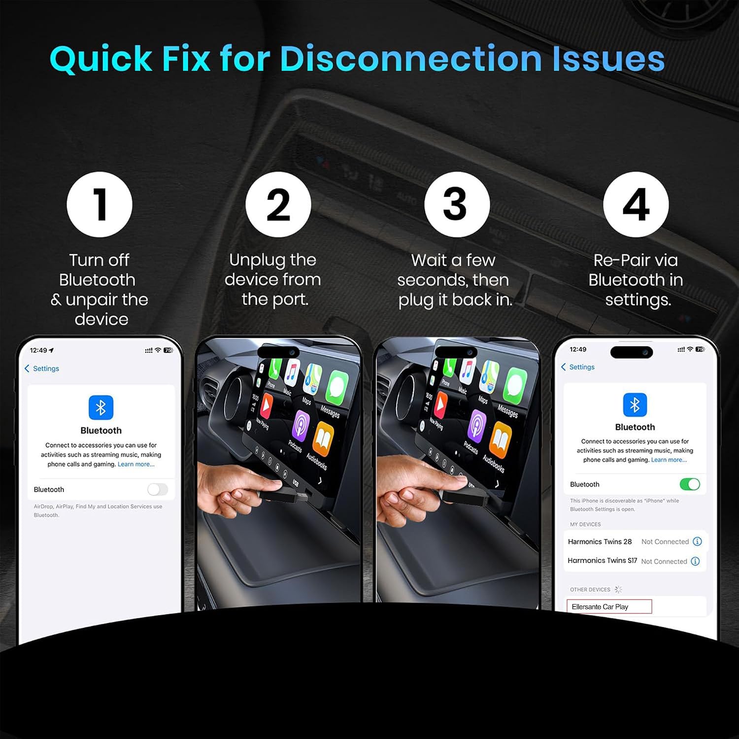 DR VAKU® AUTOELITE 2-in-1 Wireless Car Receiver, Converts Wired Auto Android & CarPlay to Wireless, Bluetooth Connectivity, Only for Cars with OEM Installed Wired Android Auto/CarPlay (Black)