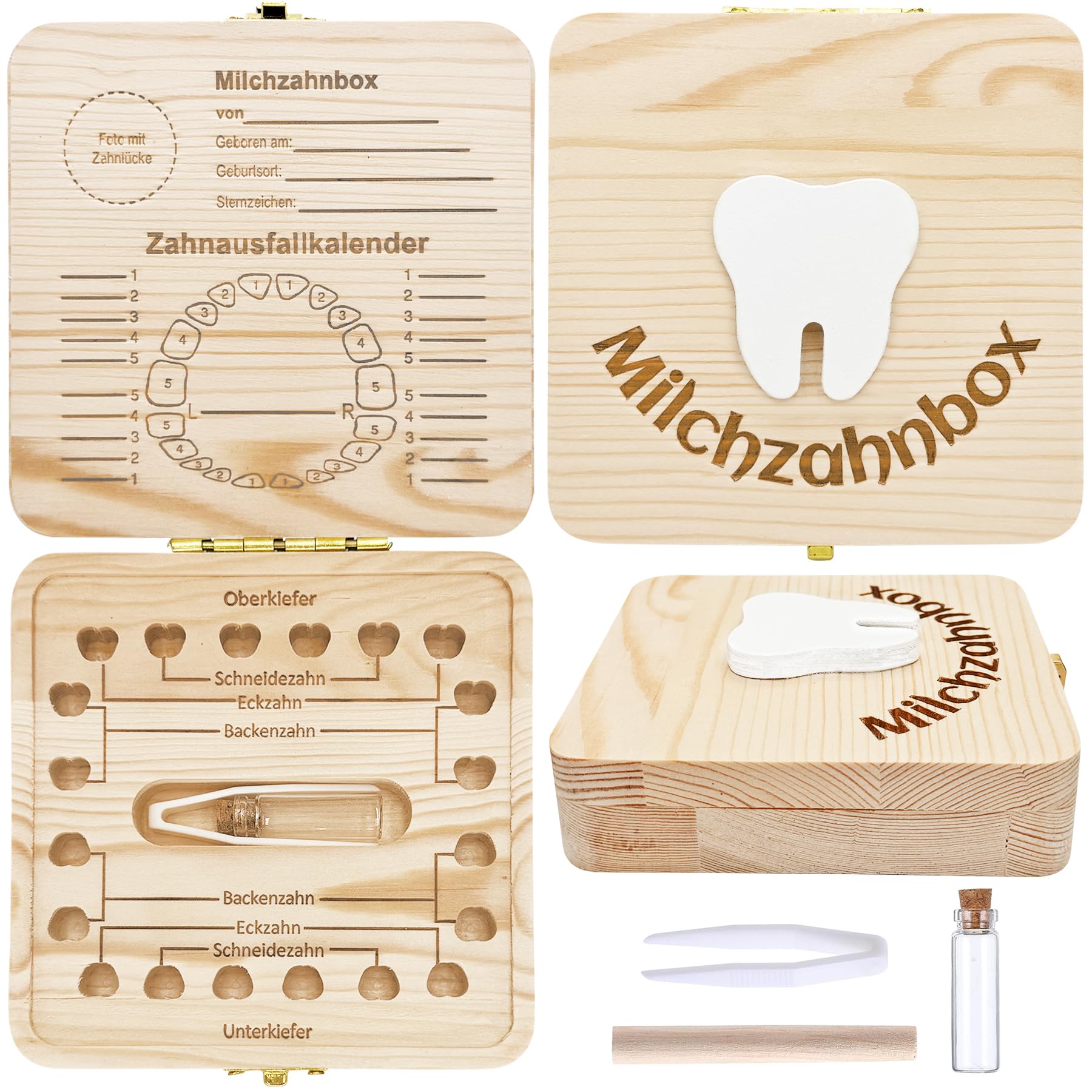 Sunshine smile Zahnfee Geschenke Mädchen,Zahndose Milchzähne Mädchen,Zahnbox für Milchzähne Junge,Jungen Souvenir Box,Zahnbox aus Holz,Milchzahndose Jungen,Aufbewahrungsbox für Baby Zähne