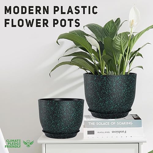 Vista 28 de Macetas de 12/10/9 pulgadas, juego de 3, macetas con agujeros de drenaje de malla múltiple, macetas grandes para plantas y flores de jardín de Negro