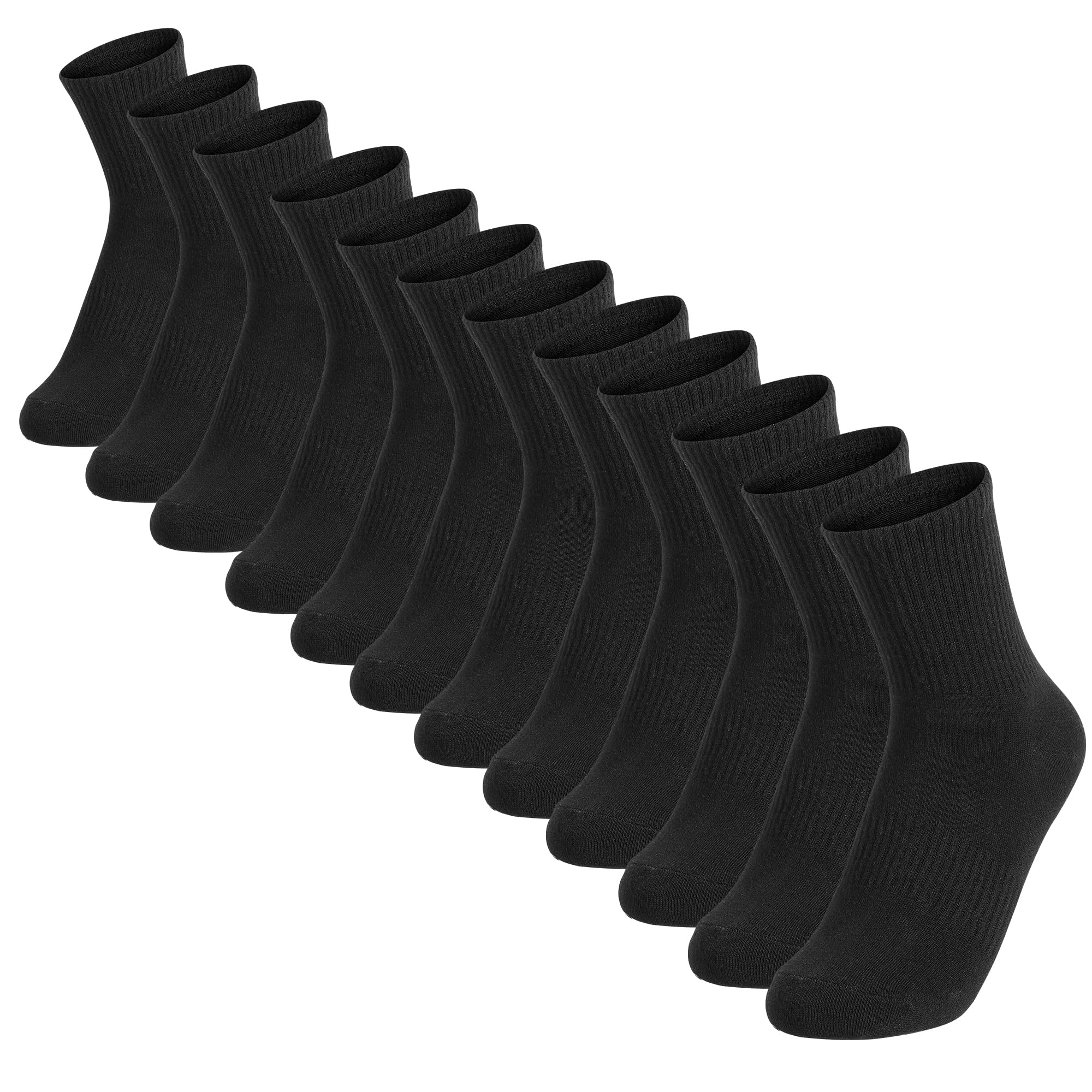 12 Packs Crew Socks for Womens and Men Cushioned Long Socks Cotton Athletic Socks for Hiking Running 6