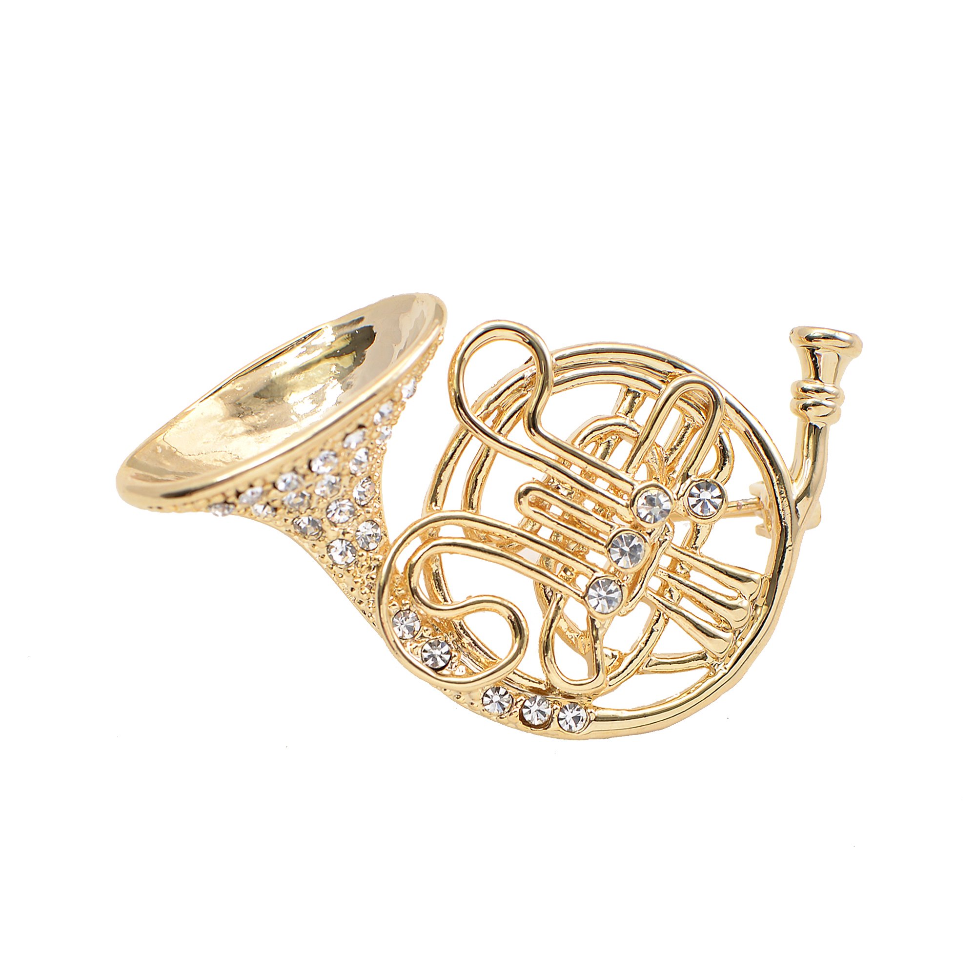 chelseachicNYCTiny Jewel Crystal Big French Horn Brooch Pin