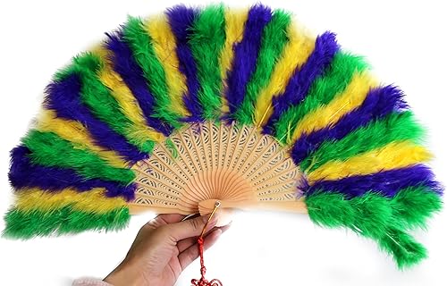 Miniatura 14 de Abanico de plumas grande Marabou de 9 colores de 23 x 12 pulgadas para baile, fiesta, boda, ramo de novia Deco (negro con varillas negras)