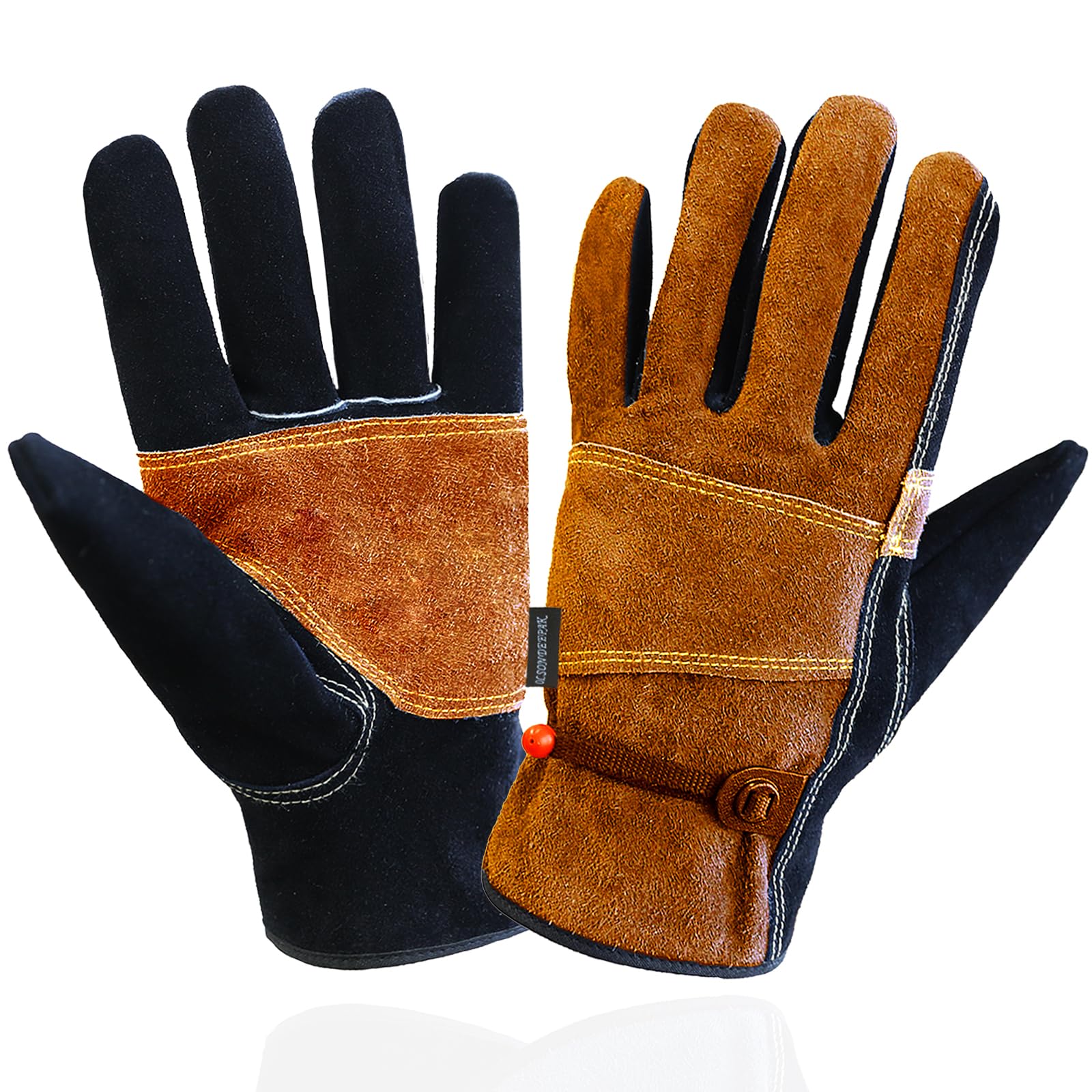 OLSON DEEPAK Leather Work Gloves for Men&Women, Thornproof Glove for Gardening Tig/Mig Welding, Construction, Chainsaw, Farm